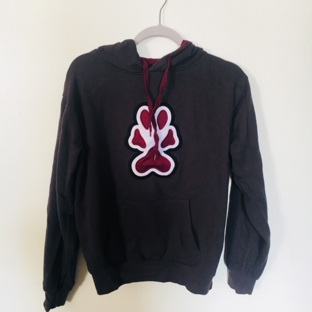 Maroon and grey hoodie